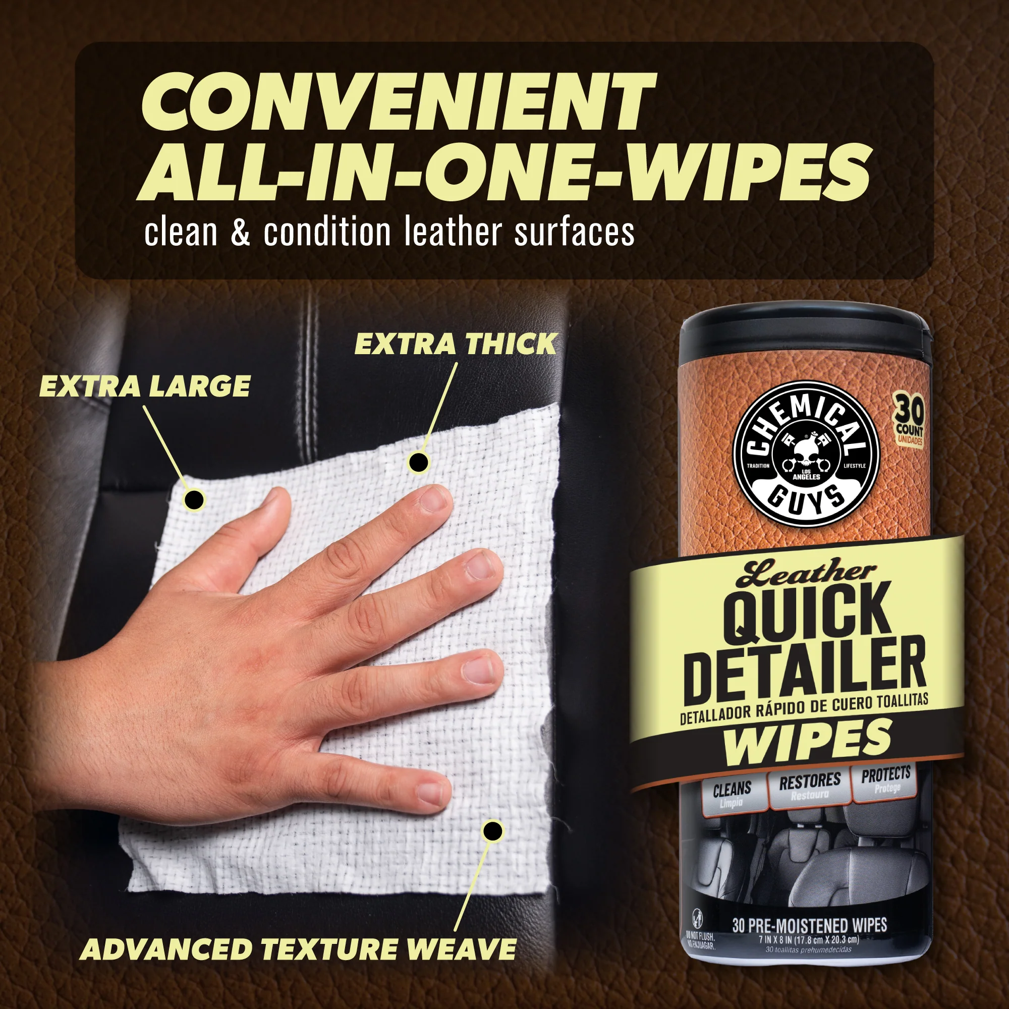 Leather Quick Detailer Wipes - 3-Pack Kit - Image 2